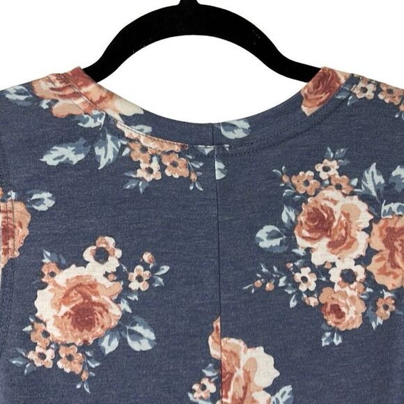 A. Byer rose floral on blue print simple sleeveless A-line dress L - Picture 5 of 6